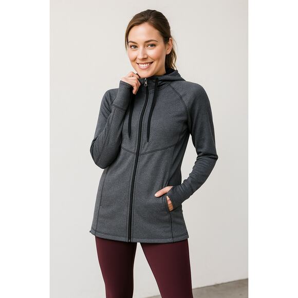 tek gear Tops - 2/$30 Tek Gear Full Zip Hoodie Medium Women Gray Lightweight Performance